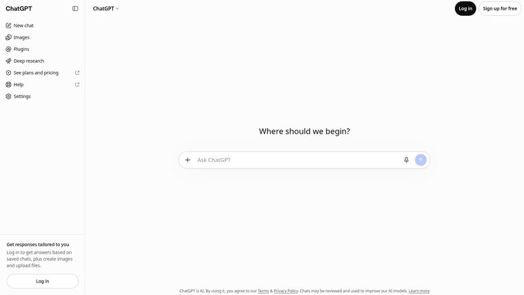 ChatGPT homepage
