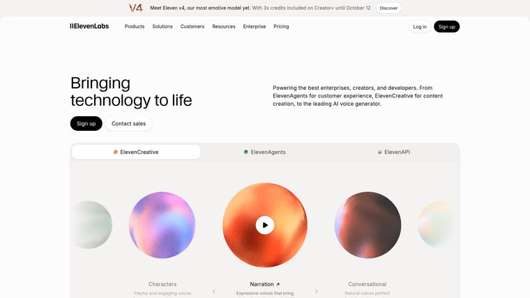 ElevenLabs homepage